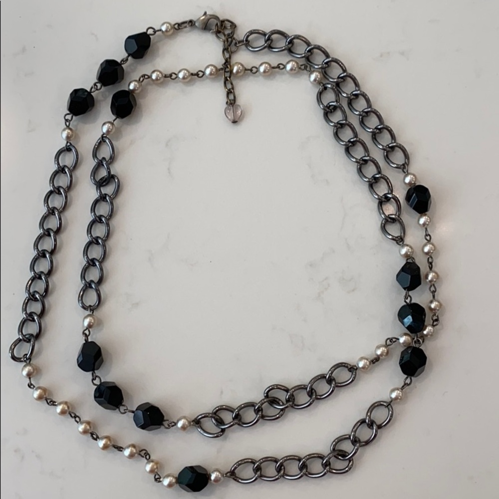 Sabika Long Crystal and Pearl Necklace